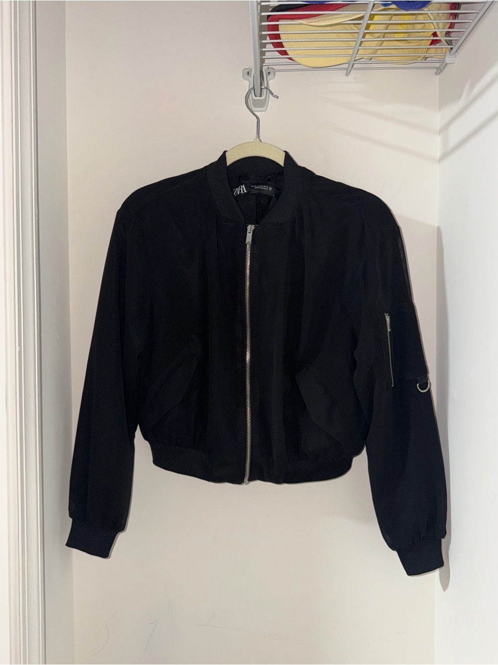 Zara Women’s Black Bomber Jacket w/ Silver Hardware